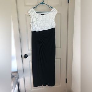 Black and White Long Evening Dress